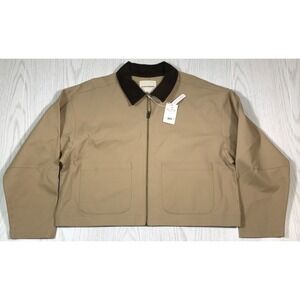 Lucky Brand  Canvas Jacket Women L Brown Chore Pockets Work Full Zip New $169.50